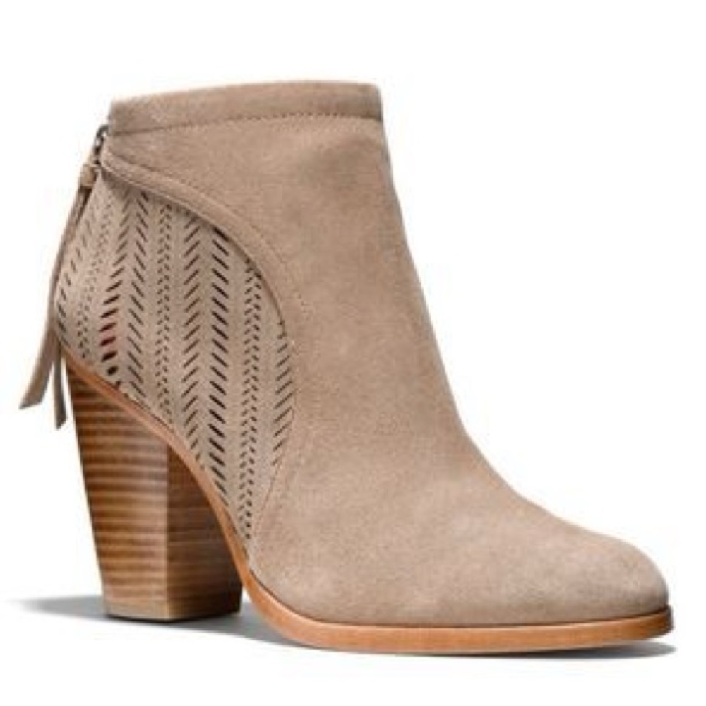 Coach “Honey” Suede Booties in Taupe - Excellent Condition